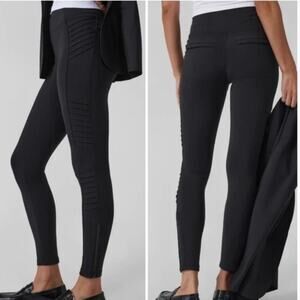 Athleta Leggings Womens Large Black Delancey Moto Travel Minimalist Casual